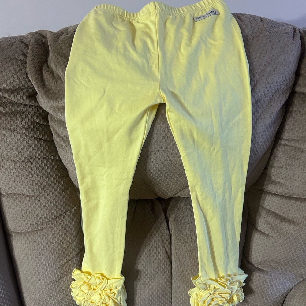Sew Sassy brand Yellow Ruffle Kids Leggings